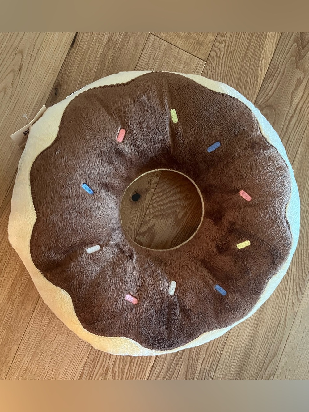 Donut Plush Decorative Pillow 14.25in Brown/Tan w Multicolor Sprinkles NWT